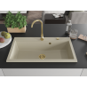 Mexen Slido Évier en granit 1 bac 900 x 500 mm, beige, siphon doré - 6528901005-69-G