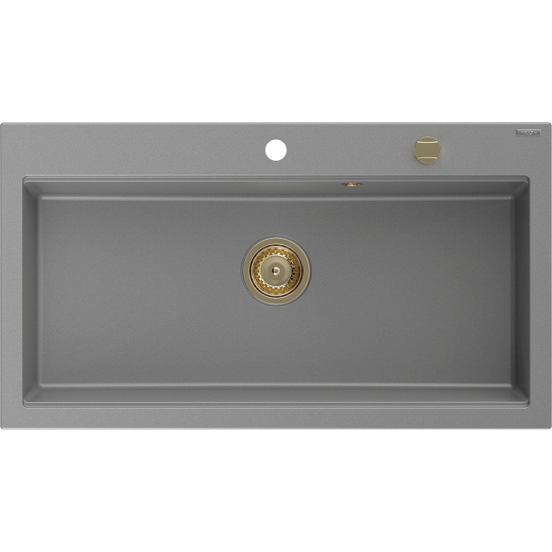 Mexen Slido évier en granit 1 bac 900 x 500 mm, gris, siphon doré - 6528901005-71-G