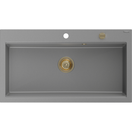 Mexen Slido évier en granit 1 bac 900 x 500 mm, gris, siphon doré - 6528901005-71-G