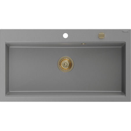 Mexen Slido évier en granit à 1 bac 900 x 500 mm, gris, siphon doré - 6528901005-71-G