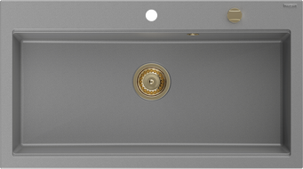 Mexen Slido évier en granit à 1 bac 900 x 500 mm, gris, siphon doré - 6528901005-71-G