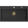 Mexen Slido évier en granit 1 bac 900 x 500 mm, noir/argent métallisé, siphon doré - 6528901005-73-G