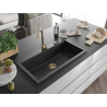 Mexen Slido évier en granit 1 bac 900 x 500 mm, noir/argent métallisé, siphon doré - 6528901005-73-G