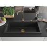 Mexen Slido évier en granit 1 bac 900 x 500 mm, noir/argent métallisé, siphon doré - 6528901005-73-G