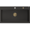 Mexen Slido Évier en granit 1 bac 900 x 500 mm, noir/métallisé doré, siphon doré - 6528901005-75-G