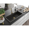 Mexen Slido Évier en granit 1 bac 900 x 500 mm, noir/métallisé doré, siphon doré - 6528901005-75-G