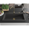 Mexen Slido évier en granit 1 bac 900 x 500 mm, noir moucheté, siphon doré - 6528901005-76-G