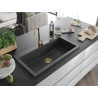 Mexen Slido évier en granit 1 bac 900 x 500 mm, noir moucheté, siphon doré - 6528901005-76-G