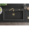 Mexen Slido évier en granit 1 bac 900 x 500 mm, noir moucheté, siphon doré - 6528901005-76-G