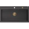 Mexen Slido évier en granit 1 bac 900 x 500 mm, noir moucheté, siphon doré - 6528901005-76-G