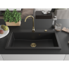 Mexen Slido évier en granit 1 bac 900 x 500 mm, noir, siphon doré - 6528901005-77-G