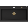 Mexen Slido évier en granit 1 bac 900 x 500 mm, noir, siphon doré - 6528901005-77-G
