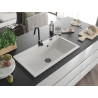 Mexen Slido évier en granit 1 bac 900 x 500 mm, blanc, siphon noir - 6528901005-20-B