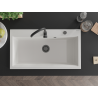 Mexen Slido évier en granit 1 bac 900 x 500 mm, blanc, siphon noir - 6528901005-20-B