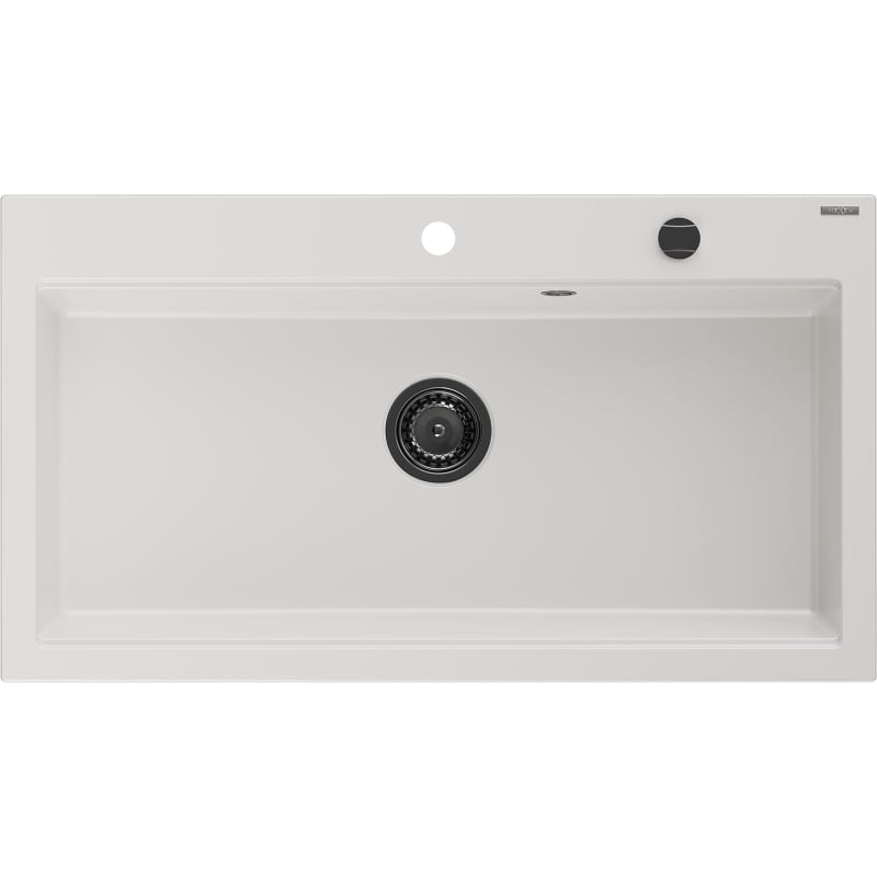 Mexen Slido évier en granit 1 bac 900 x 500 mm, blanc, siphon noir - 6528901005-20-B