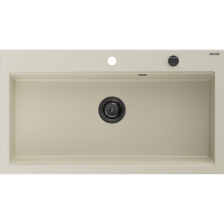 Mexen Slido évier en granit 1 bac 900 x 500 mm, beige, siphon noir - 6528901005-69-B