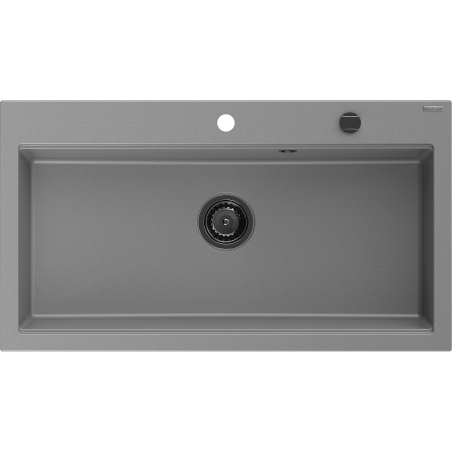 Mexen Slido évier de cuisine en granit 1 bac 900 x 500 mm, gris, siphon noir - 6528901005-71-B