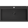 Mexen Slido évier en granit 1 bac 900 x 500 mm, noir/métallisé argenté, siphon noir - 6528901005-73-B