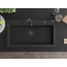 Mexen Slido évier en granit 1 bac 900 x 500 mm, noir/métallisé argenté, siphon noir - 6528901005-73-B