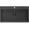 Mexen Slido évier en granit 1 bac 900 x 500 mm, noir moucheté, siphon noir - 6528901005-76-B