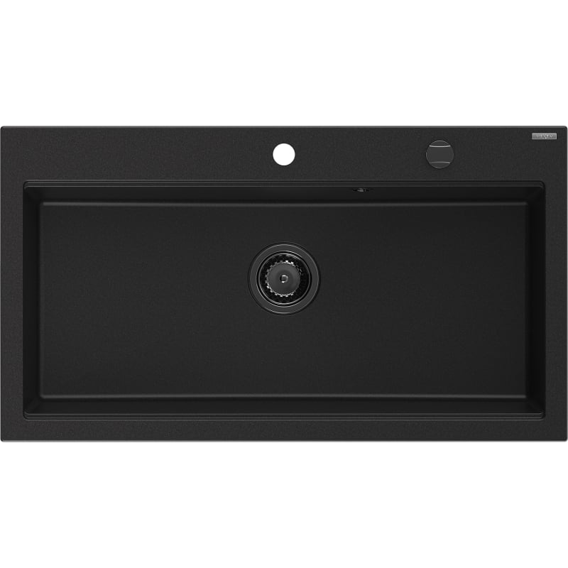 Mexen Slido évier de cuisine en granit à 1 cuve 900 x 500 mm, noir, siphon noir - 6528901005-77-B