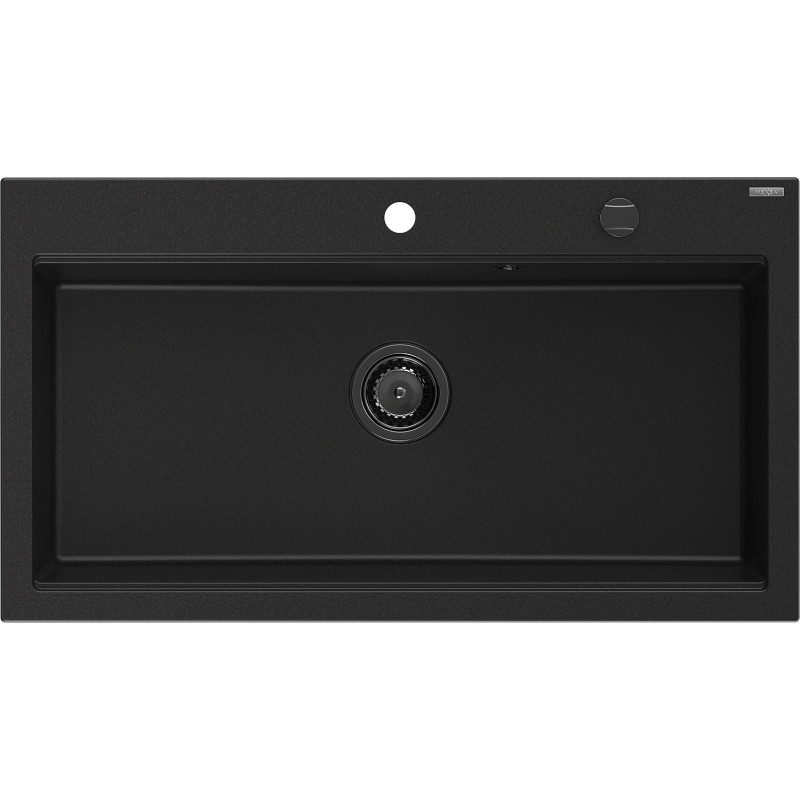 Mexen Slido évier en granit 1 bac 900 x 500 mm, noir, siphon noir - 6528901005-77-B