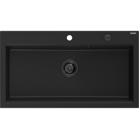 Mexen Slido évier en granit 1 bac 900 x 500 mm, noir, siphon noir - 6528901005-77-B