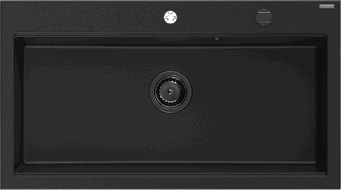 Mexen Slido évier en granit 1 bac 900 x 500 mm, noir, siphon noir - 6528901005-77-B