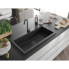 Mexen Slido évier en granit 1 bac 900 x 500 mm, noir, siphon noir - 6528901005-77-B