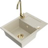 Mexen Enzo évier en granit 1 bac avec égouttoir et robinet de cuisine Telma, beige - 6506-69-670200-50