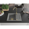 Mexen Enzo évier en granit 1 bac avec égouttoir et robinet de cuisine Telma, gris - 6506-71-670200-50