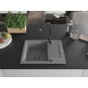 Mexen Enzo lavabo en granit 1 bac avec égouttoir et robinet de cuisine Telma, gris - 6506-71-670200-70-B