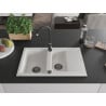 Mexen Gaspar évier en granit 1,5 bac avec égouttoir et robinet de cuisine Telma, blanc - 6507-20-670200-70