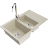 Mexen Gaspar évier en granit 1,5 bac avec égouttoir et robinet de cuisine Telma, beige - 6507-69-670200-00