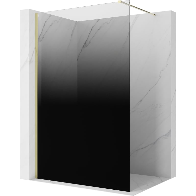 Mexen Kioto paroi de douche Walk-in 150 x 200 cm, ombrée noire 8 mm, dorée - 800-150-101-50-76