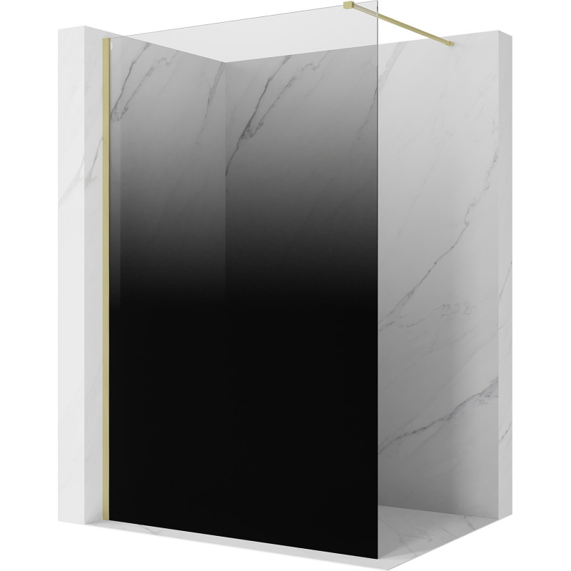 Mexen Kioto paroi de douche Walk-in 70 x 200 cm, ombrée noire 8 mm, dorée brossée - 800-070-101-55-76
