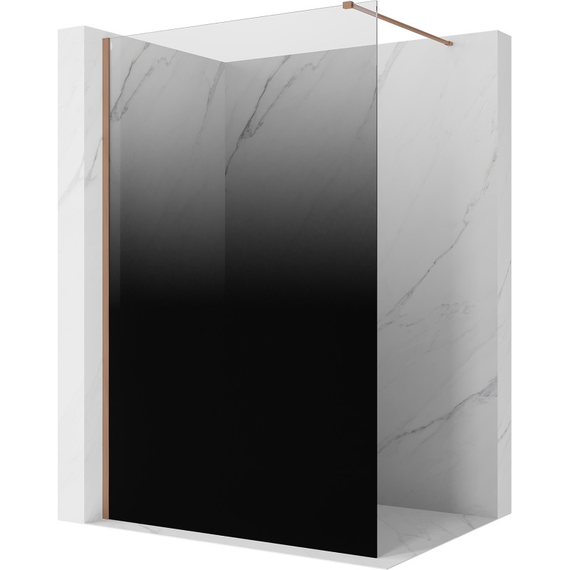 Mexen Kioto paroi de douche Walk-in 130 x 200 cm, ombre noire 8 mm, cuivre brossé - 800-130-101-65-76