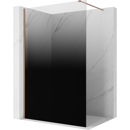 Mexen Kioto paroi de douche Walk-in 130 x 200 cm, ombre noire 8 mm, cuivre brossé - 800-130-101-65-76