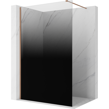 Mexen Kioto paroi de douche Walk-in 140 x 200 cm, ombre noire 8 mm, cuivre brossé - 800-140-101-65-76