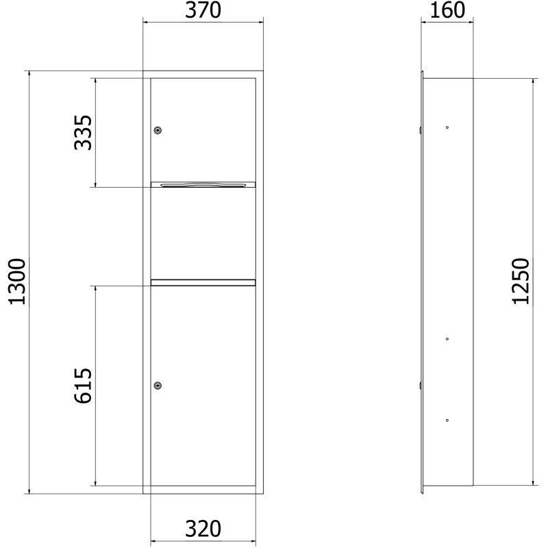 Mexen Linox récipient encastré pour serviettes en papier avec poubelle, inox - 70K003-01 - 70K002-01
