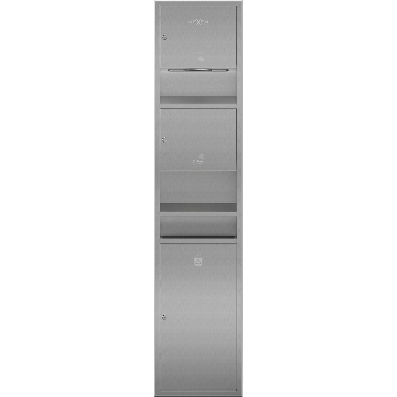 Mexen Linox récipient encastré pour serviettes en papier avec sèche-mains et poubelle, inox - 70K001-01