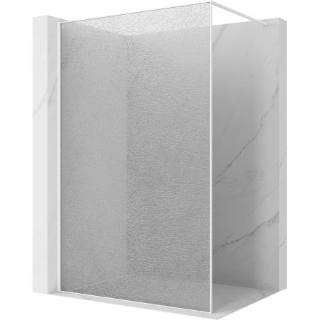 Mexen Kioto paroi de douche Walk-in 100 x 200 cm, crackle transparent 12 mm, blanche - 800-100-101-20-04-X