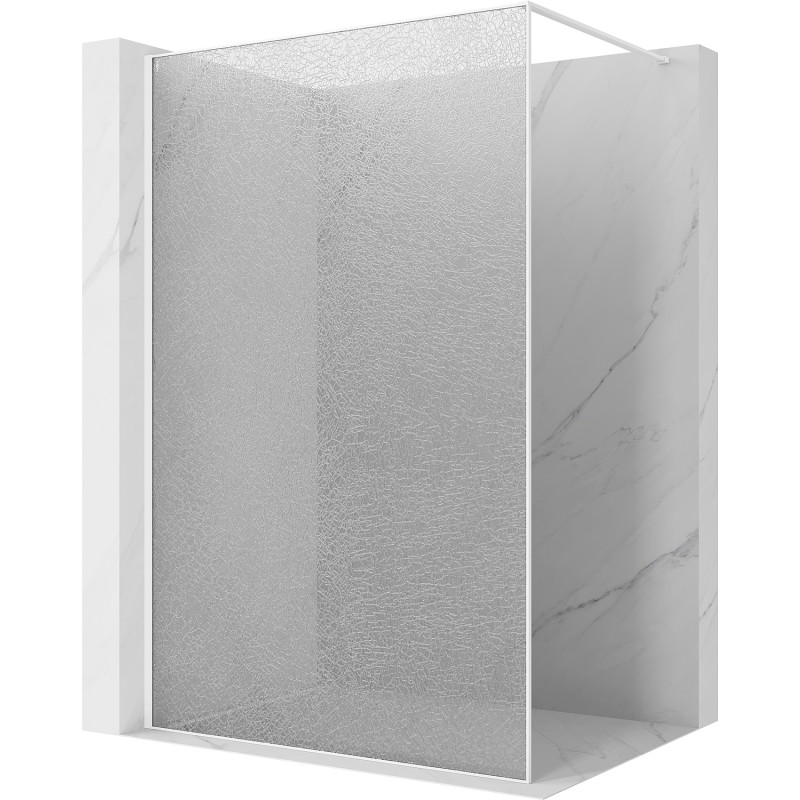 Mexen Kioto paroi de douche Walk-in 160 x 200 cm, crackle transparent 12 mm, blanc - 800-160-101-20-04-X