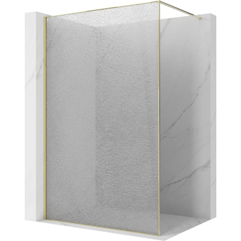 Mexen Kioto paroi de douche Walk-in 160 x 200 cm, crackle transparent 12 mm, or - 800-160-101-50-04-X