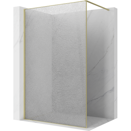 Mexen Kioto paroi de douche Walk-in 100 x 200 cm, crackle transparent 12 mm, dorée brossée - 800-100-101-55-04-X