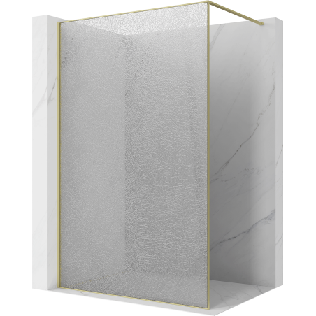 Mexen Kioto paroi de douche Walk-in 150 x 200 cm, crackle transparent 12 mm, or brossé - 800-150-101-55-04-X