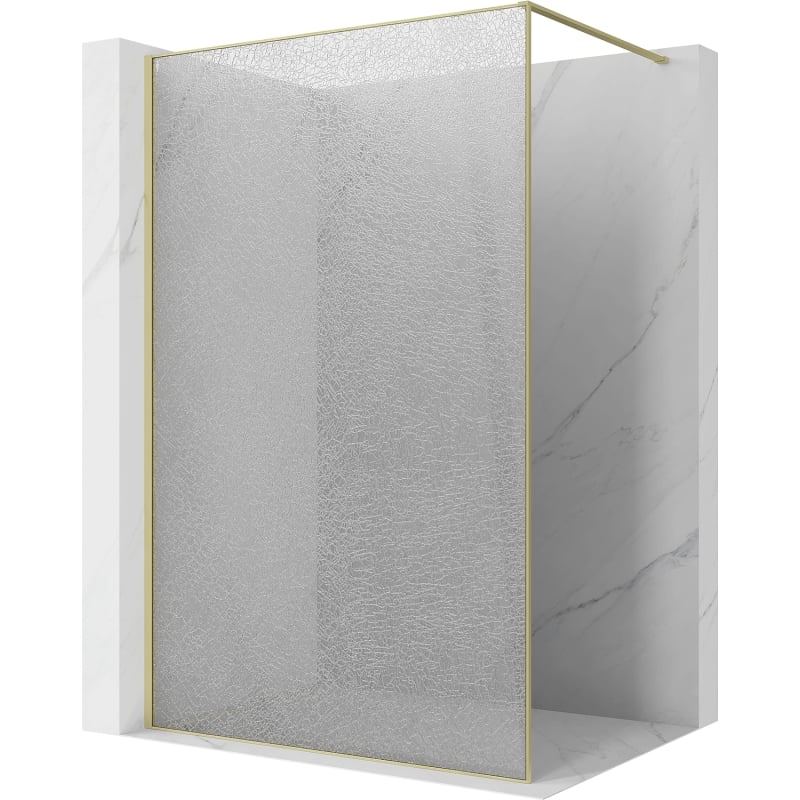 Mexen Kioto paroi de douche Walk-in 160 x 200 cm, crackle transparent 12 mm, or brossé - 800-160-101-55-04-X