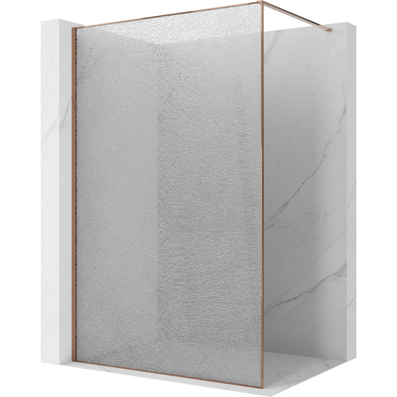 Mexen Kioto paroi de douche Walk-in 130 x 200 cm, crackle transparent 12 mm, or rose - 800-130-101-60-04-X