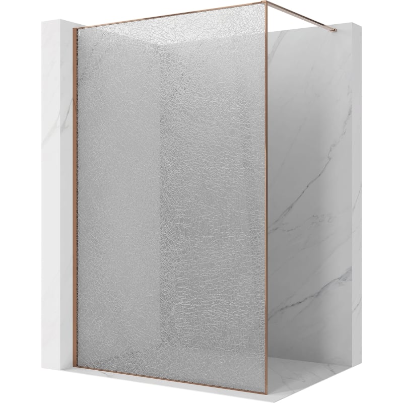 Mexen Kioto paroi de douche Walk-in 160 x 200 cm, crackle transparent 12 mm, or rose - 800-160-101-60-04-X