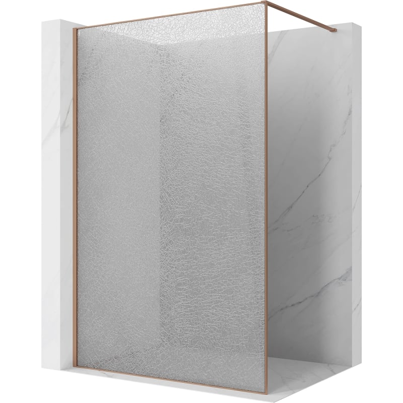 Mexen Kioto paroi de douche Walk-in 130 x 200 cm, crackle transparent 12 mm, cuivre brossé - 800-130-101-65-04-X